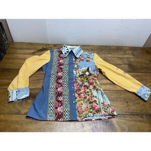 Save the Queen Snap Button Multicolored Top Size Large